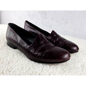 Alfani Mens Penny Loafer Maroon Leather Italian Cap Toe Slip On Dress Office